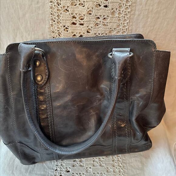 Frye Leather Distressed Melissa Tote Bag Carbon - Picture 2 of 3